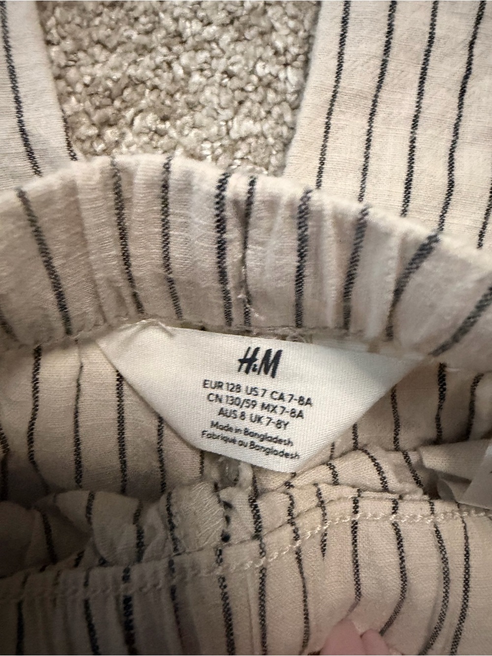 H&M Beige Pinstripe Drawstring Joggers - Picture 3 of 4